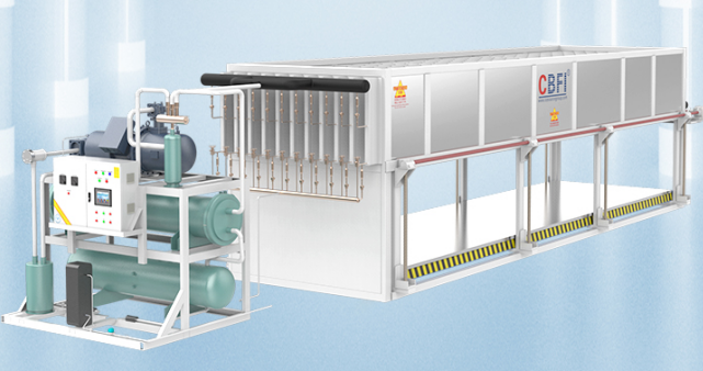 直冷式塊冰機(jī)利用制冷劑與水直接接觸換熱